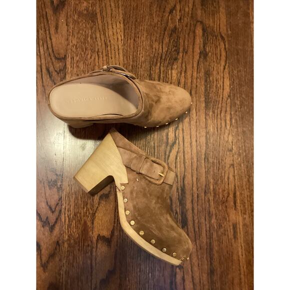 Veronica Beard NEW! Dacey Suede Clogs Platform Go-To Jean Heels Pecan Tan 10 - Picture 5 of 9